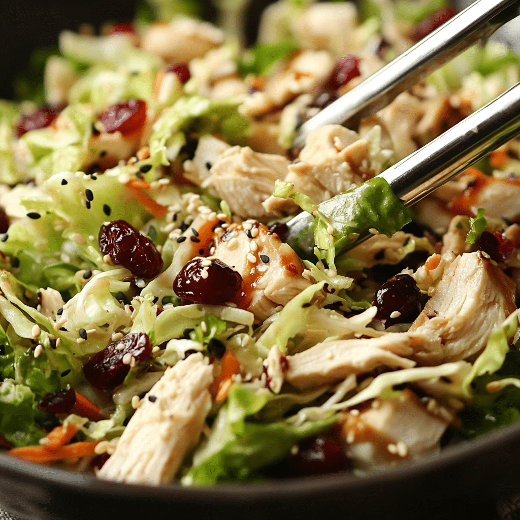 Deliciously Refreshing Asian Chicken Cranberry Salad Recipe Guide 11 Asian chicken cranberry salad being tossed with tongs