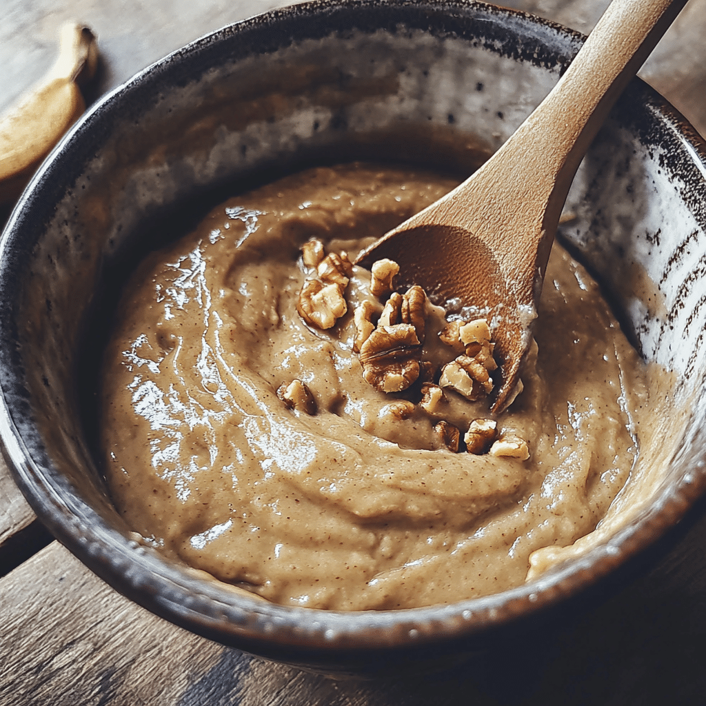 Indulge in a Luscious Walnut Banana Caramel Cake Delight 9 A slice of Walnut Banana Caramel Cake topped with extra walnuts and caramel drizzle