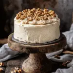 Indulge in This Decadent Heavenly Banana Walnut Cream Cake Recipe 5 Slice of Banana Walnut Cream Cake served on a plate with coffee