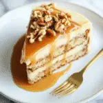 Indulge in a Mouthwatering Banana White Chocolate Caramel Cake Recipe 9 Slice of banana white chocolate caramel cake with caramel drizzle