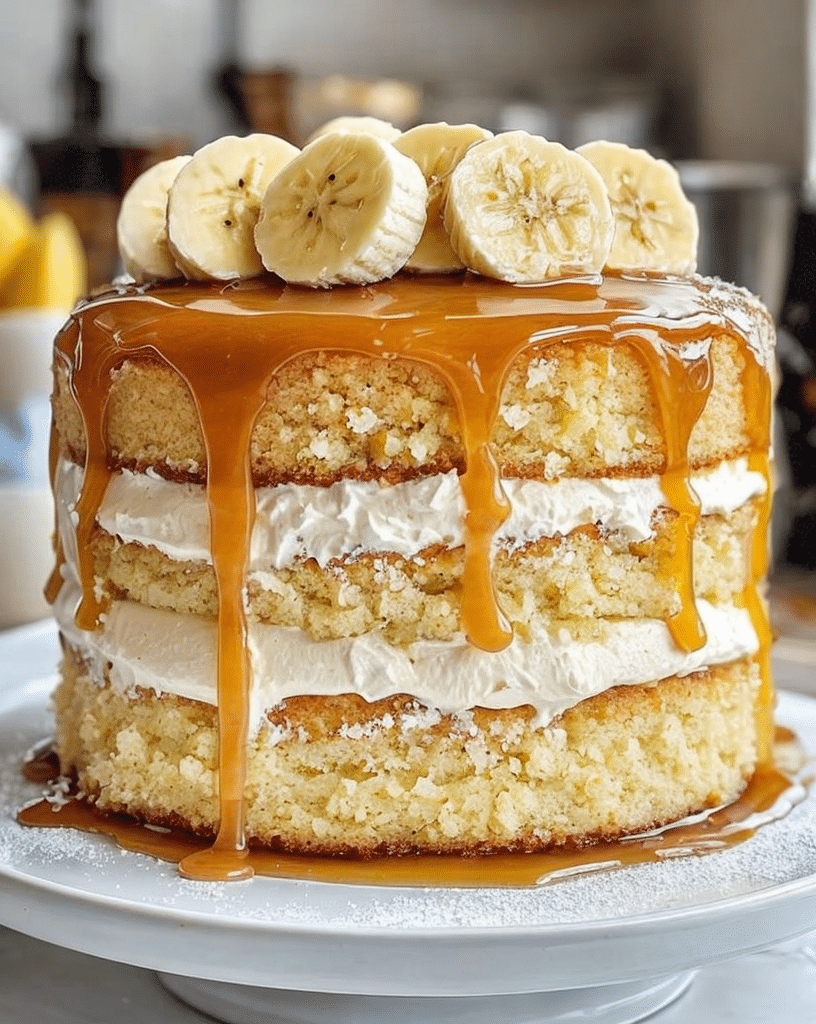 banana white chocolate caramel cake
