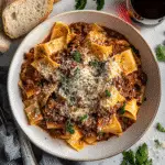 Irresistible Beef Ragu Pasta Recipe for a Delicious Italian Dinner 9 Beef Ragu Pasta served with Parmesan and herbs