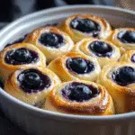 Irresistible Blueberry Cheesecake Rolls Recipe for Dessert Lovers 5 Blueberry Cheesecake Roll served on a plate with glaze and coffee