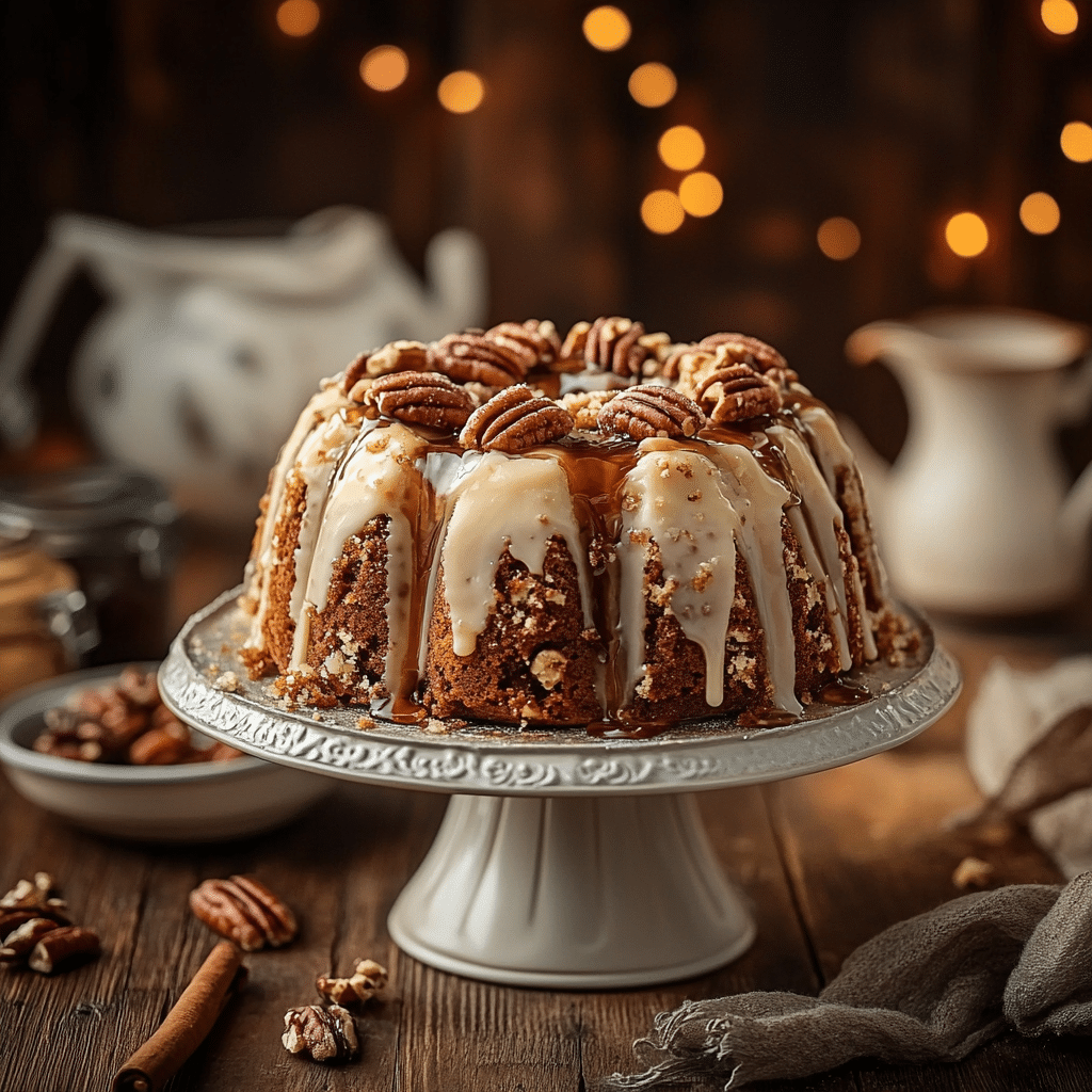 Indulge in Irresistible Butter Pecan Praline Poke Cake Delight 12 Recipe card layout for Butter Pecan Praline Poke Cake