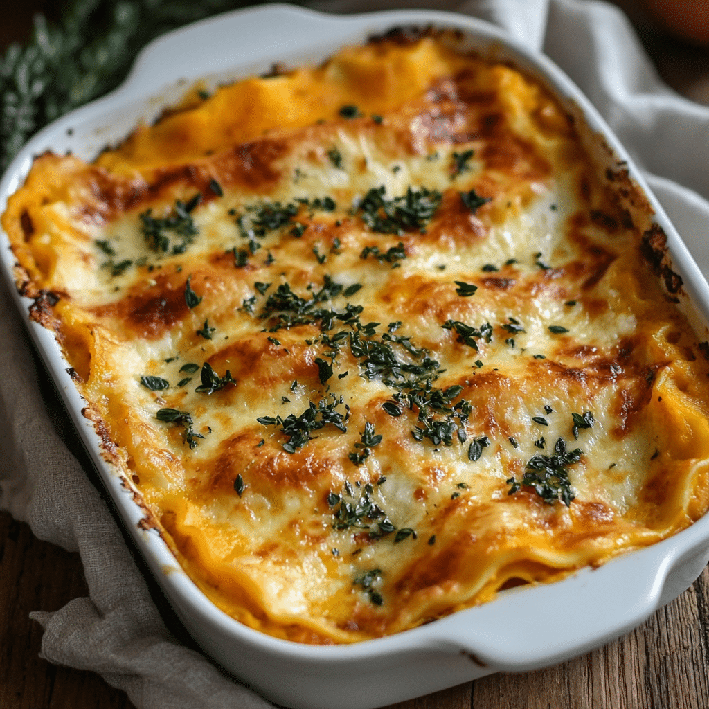 Delicious Butternut Squash Spinach Lasagna Recipe for Cozy Dinners 6 Butternut Squash Spinach Lasagna recipe card beside finished dish