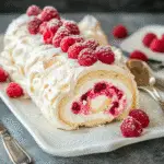 Irresistible Cheesecake and Raspberry Meringue Roulade Dessert Recipe 5 Slice of Cheesecake and Raspberry Meringue Roulade