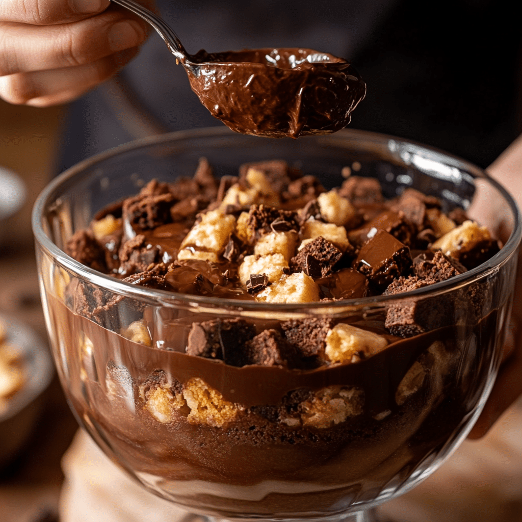 Chocolate Overload Trifle Recipe That Will Steal the Show 12 Layering chocolate pudding in trifle