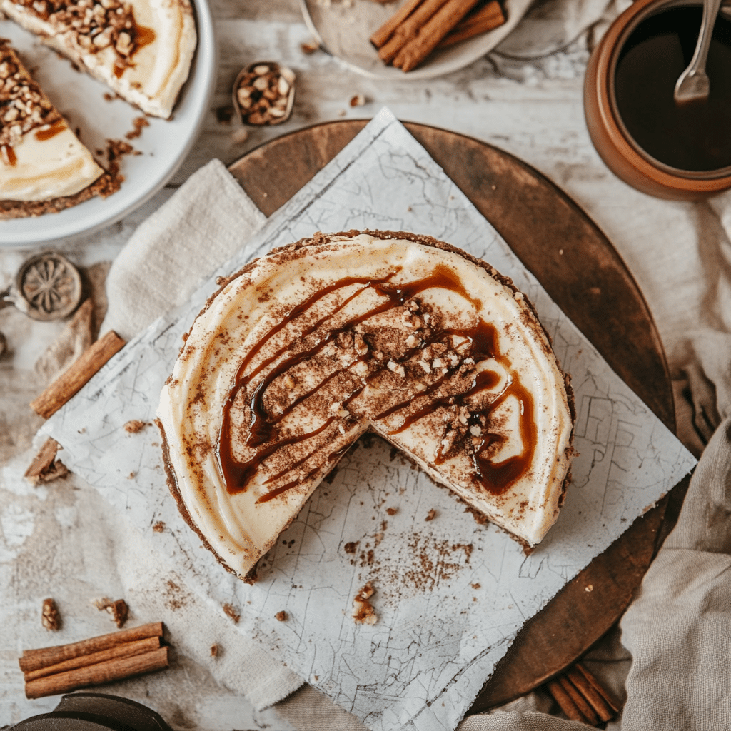 Irresistible Cinnamon Roll Cheesecake Recipe: A Sweet Dessert Delight 12 Cinnamon Roll Cheesecake recipe card with sliced dessert