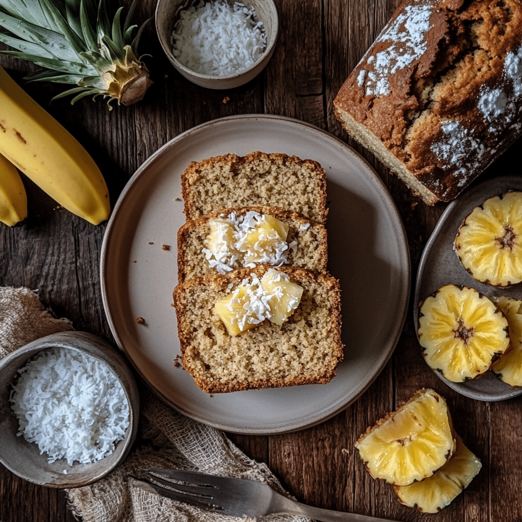 Irresistible Coconut Pineapple Banana Bread Recipe for Tropical Bliss 12 Coconut Pineapple Banana Bread recipe card layout