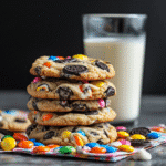 Indulge Your Sweet Tooth with Irresistible Cookie Monster Cookies 9 Stack of Cookie Monster cookies with candy and chocolate