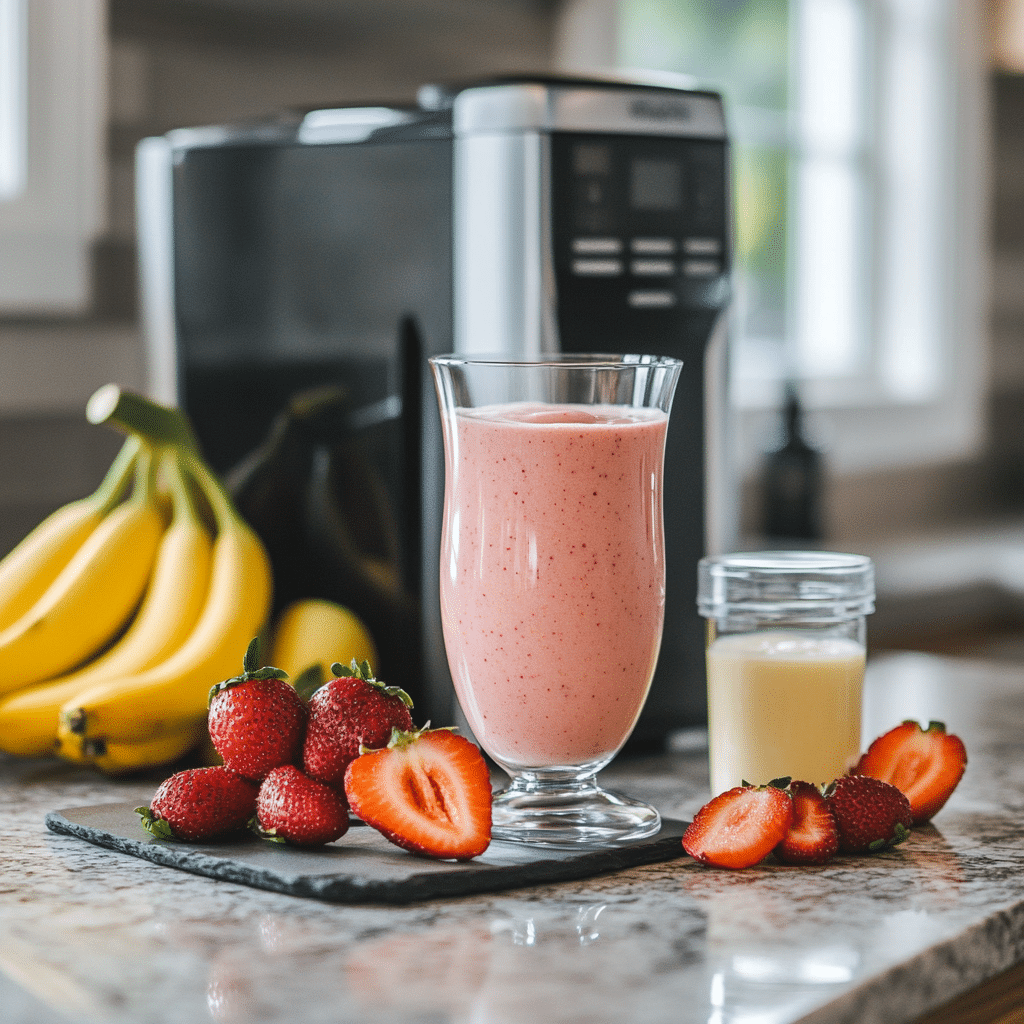 Deliciously Refreshing: How to Make Creamy Fruit Smoothies 11 Blending Creamy Fruit Smoothies in a glass blender