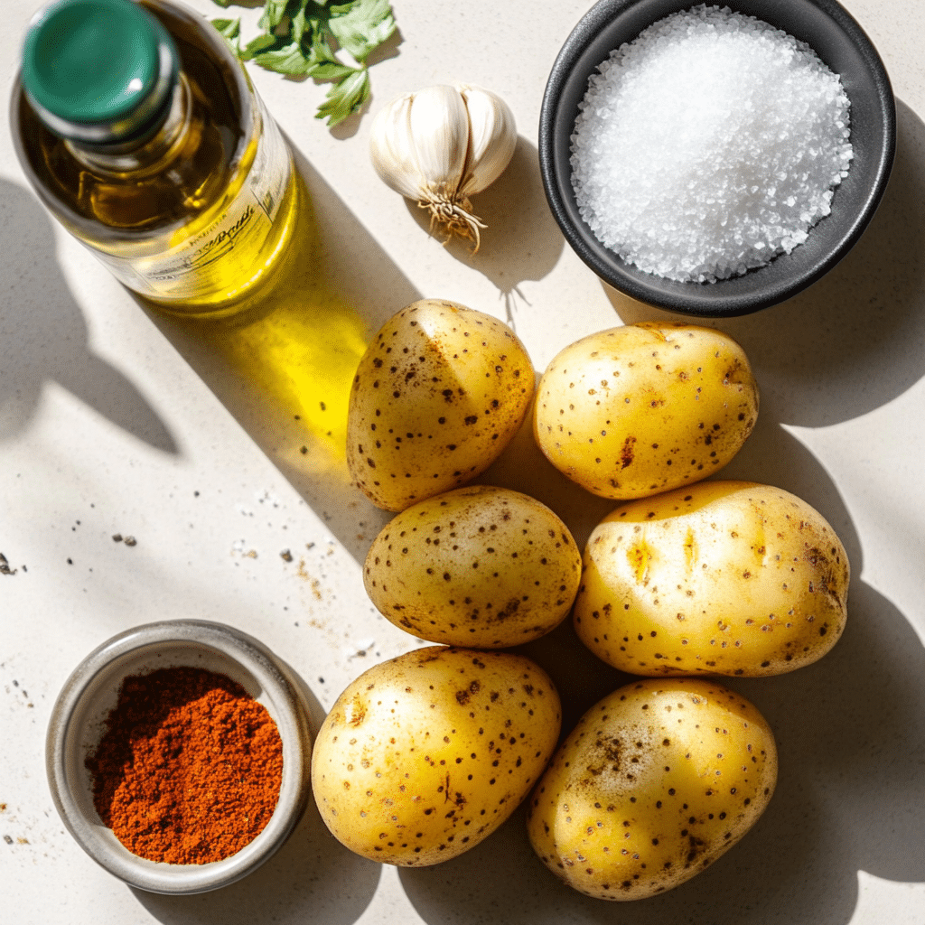 Ingredients for crispy air fryer sliced potatoes