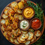 Crispy air fryer sliced potatoes with dips