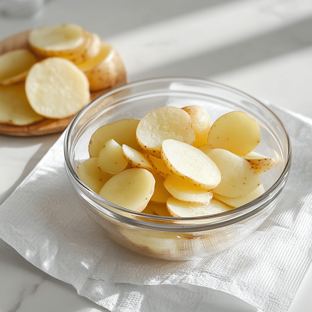 Soaking sliced potatoes for air frying