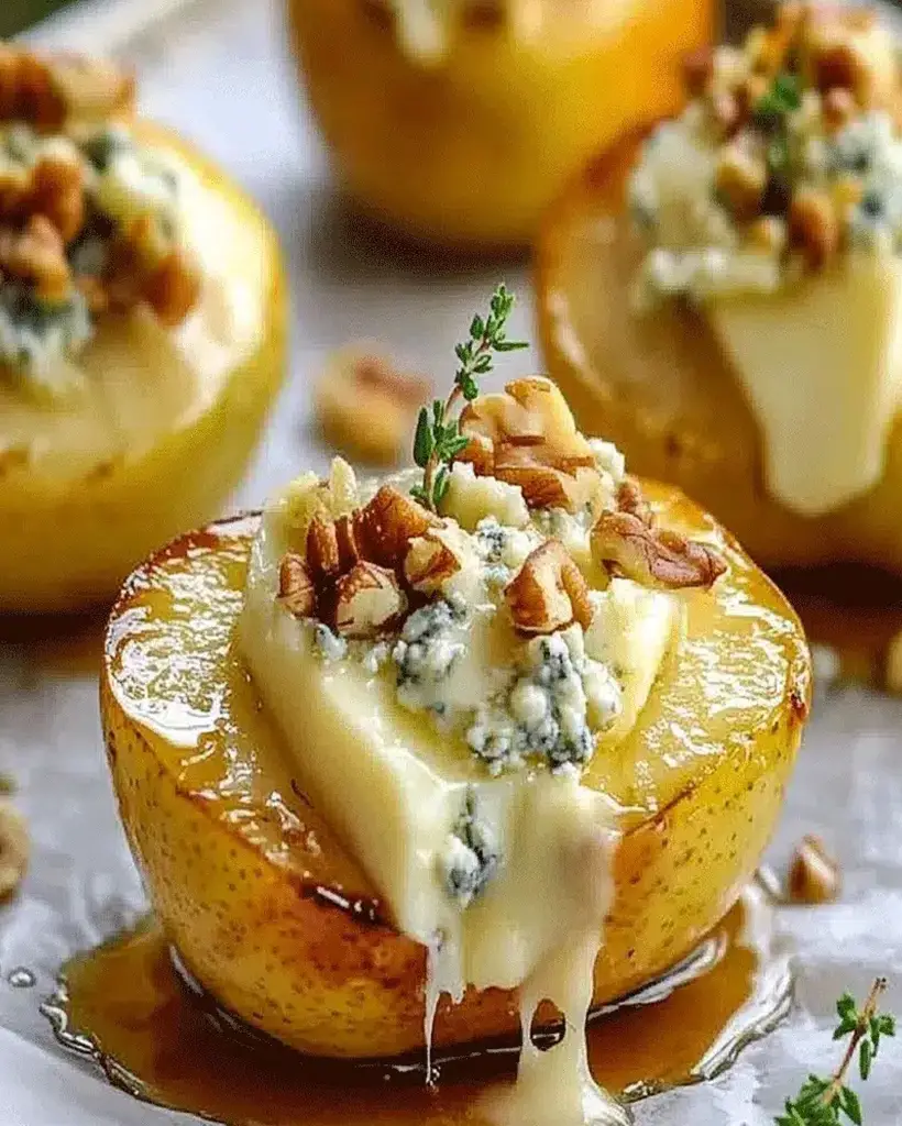 easy roasted pears blue cheese
