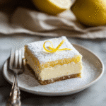 Irresistible Lemon Cheesecake Cake Bars: A Sweet and Tangy Delight 9 Lemon Cheesecake Cake Bar served on dessert plate