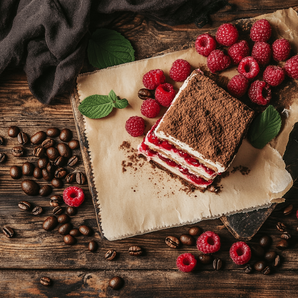 Indulge in a Decadent Twist with Fresh Raspberry Tiramisu Recipe 12 Fresh Raspberry Tiramisu recipe card and dessert