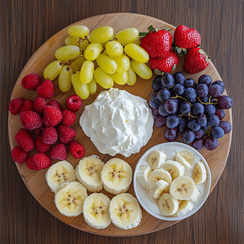 Ingredients for fruit salad cheesecake