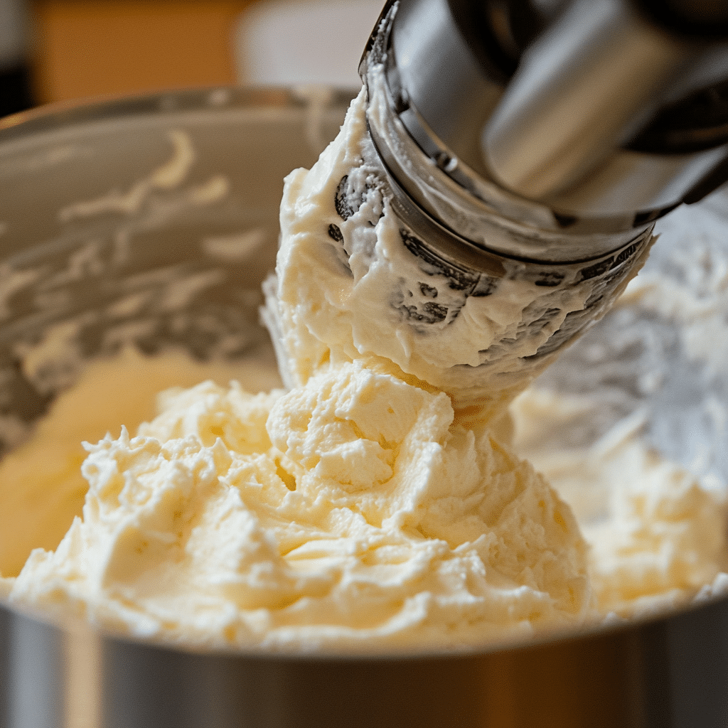 Mixing pudding and cream cheese