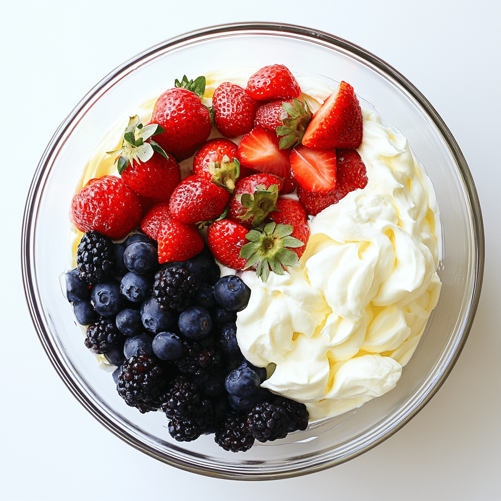 Folding fruit into cheesecake base