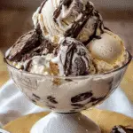 Indulge with Delicious Homemade Moose Tracks Ice Cream Recipe 3 Bowl of Moose Tracks Ice Cream with fudge swirl and peanut butter cups