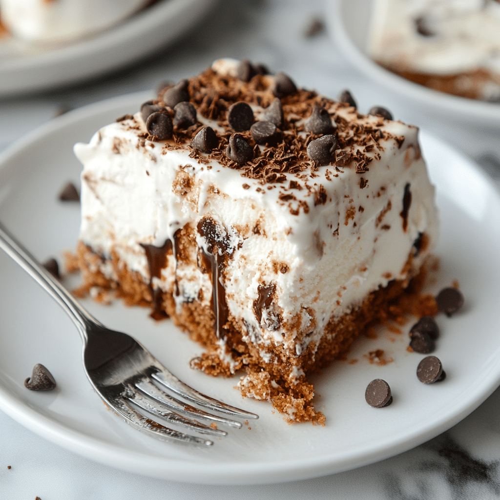 Irresistible Ice Cream Sandwich Cake: The Perfect Summer Dessert 12 Slice of Ice Cream Sandwich Cake on dessert plate