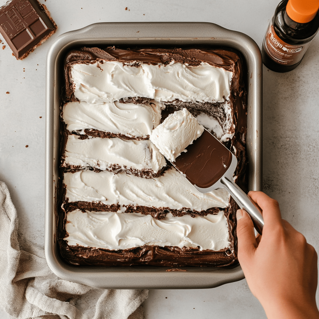 Irresistible Ice Cream Sandwich Cake: The Perfect Summer Dessert 11 Assembling Ice Cream Sandwich Cake in baking dish