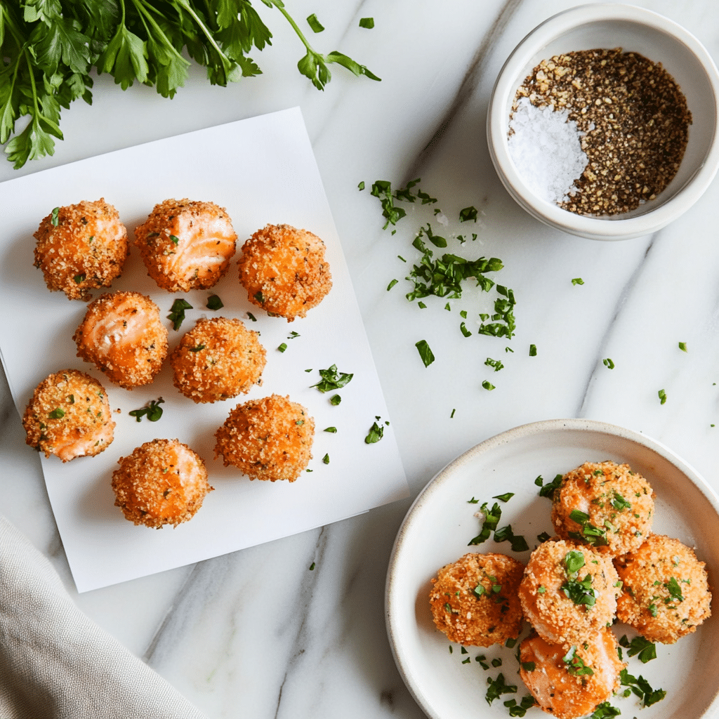 Keto Air Fryer Salmon Bites: Crispy, Low-Carb & Totally Delicious 12 Keto Air Fryer Salmon Bites recipe card with cooked salmon