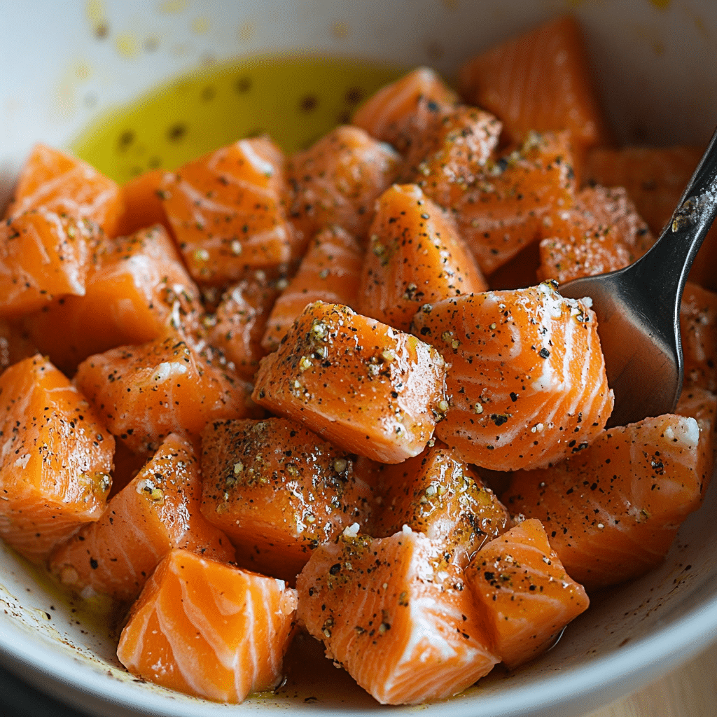Keto Air Fryer Salmon Bites: Crispy, Low-Carb & Totally Delicious 11 Seasoning salmon cubes for Keto Air Fryer Salmon Bites