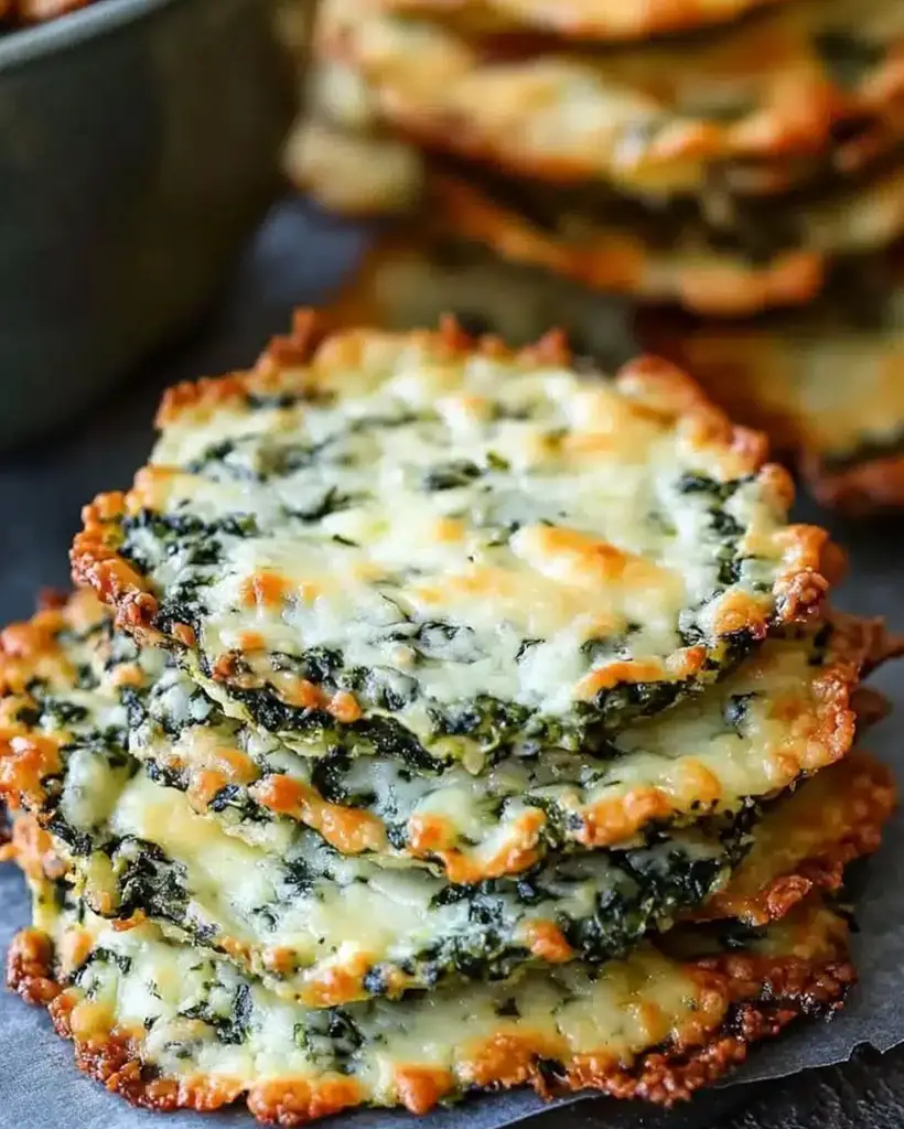 keto spinach cheese crisps