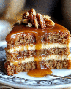 luscious walnut banana caramel cake