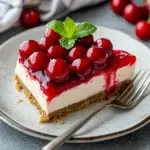 Indulge in the Best New York Style Cherry Cheesecake Recipe 5 Slice of New York Style Cherry Cheesecake with cherry topping