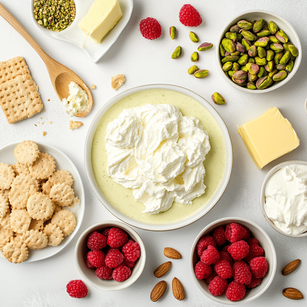 Indulge in the Delight of Pistachio Raspberry Crunch Mousse Cake 10 Ingredients for Pistachio Raspberry Crunch Mousse Cake