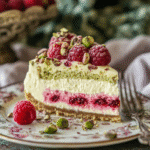 Pistachio Raspberry Cheesecake: A Luscious Dessert You’ll Keep Making 9 Slice of pistachio raspberry cheesecake