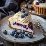 Indulge in a Delightful White Chocolate Blueberry Cheesecake Recipe 9 Slice of white chocolate blueberry cheesecake served