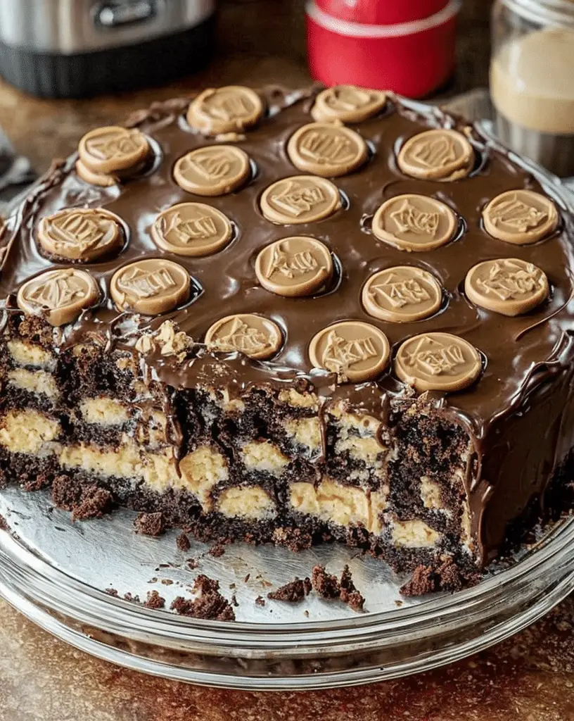 Peanut Butter Earthquake Cake with gooey swirls