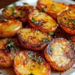 Crispy and Delicious Roasted Potatoes for the Perfect Side Dish 5 Crispy roasted potatoes with herbs on a baking sheet