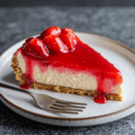 Irresistible Strawberry Cheesecake Delight: A Sweet Indulgence You'll Love 9 Slice of Strawberry Cheesecake with graham crust and glaze