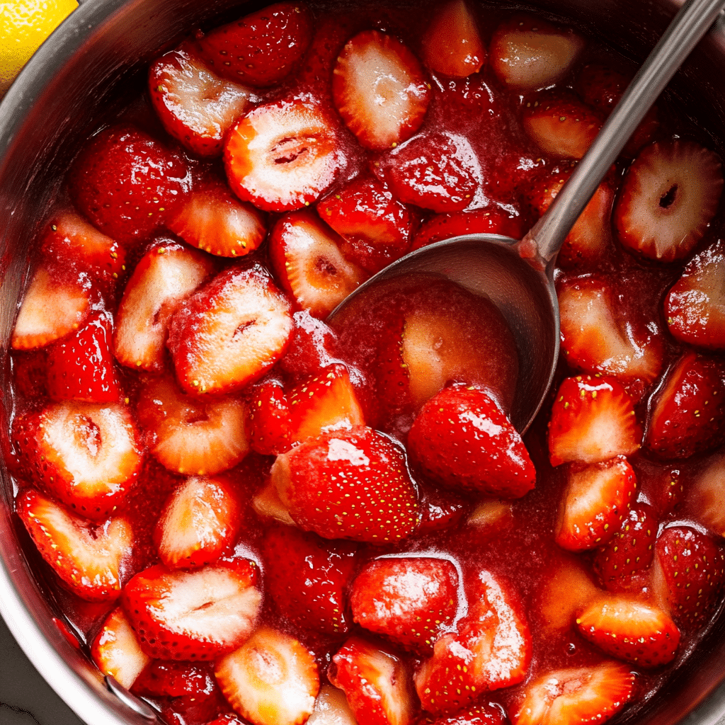 Irresistible Strawberry Cheesecake Delight: A Sweet Indulgence You'll Love 11 Simmering strawberry topping for cheesecake