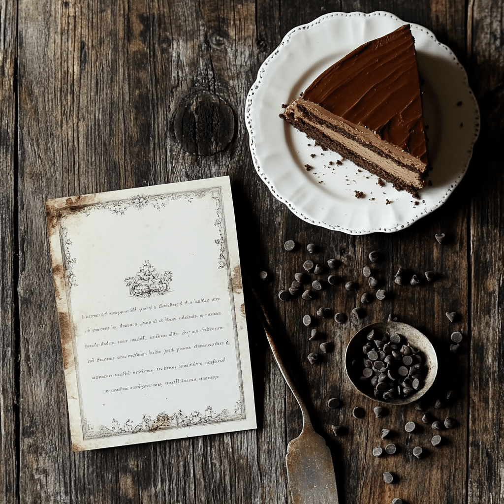 Indulge in Decadence with the Ultimate Triple Chocolate Mousse Cake 12 Triple Chocolate Mousse Cake recipe card beside cake