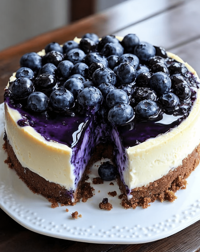 white chocolate blueberry cheesecake