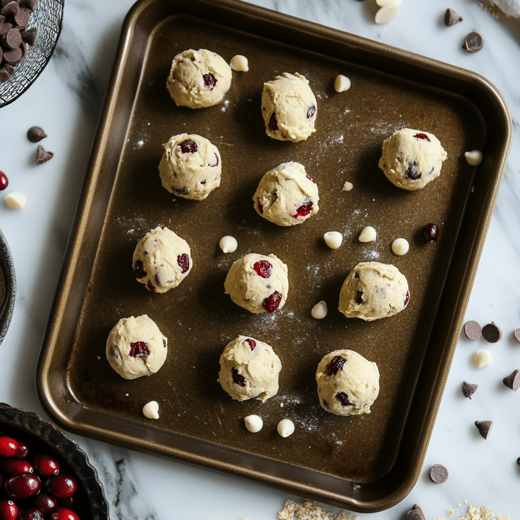 Irresistible White Chocolate Cranberry Cookies: A Sweet Holiday Delight 11 Cookie dough balls for white chocolate cranberry cookies