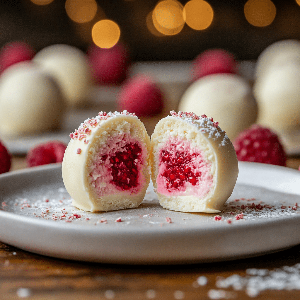 Irresistible White Chocolate Raspberry Cheesecake Balls for Your Sweet Tooth 6 White Chocolate Raspberry Cheesecake Balls recipe card and dessert