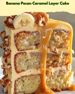 banana pecan caramel cake