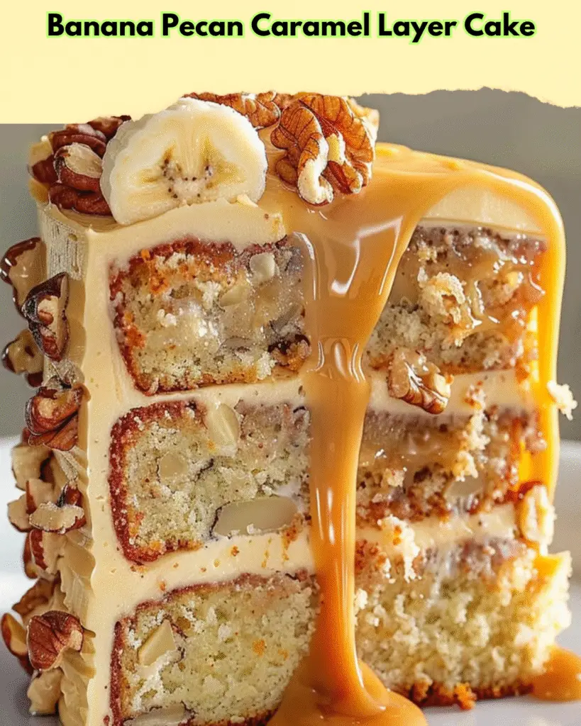 banana pecan caramel cake