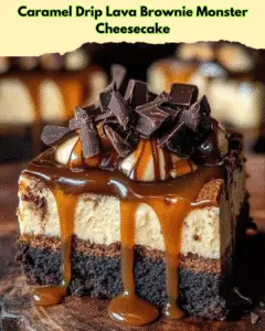 caramel drip lava brownie cheesecake