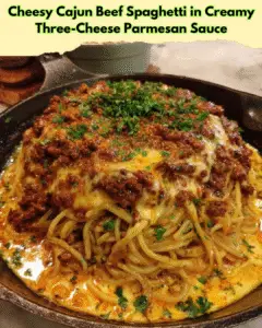 cheesy cajun beef spaghetti