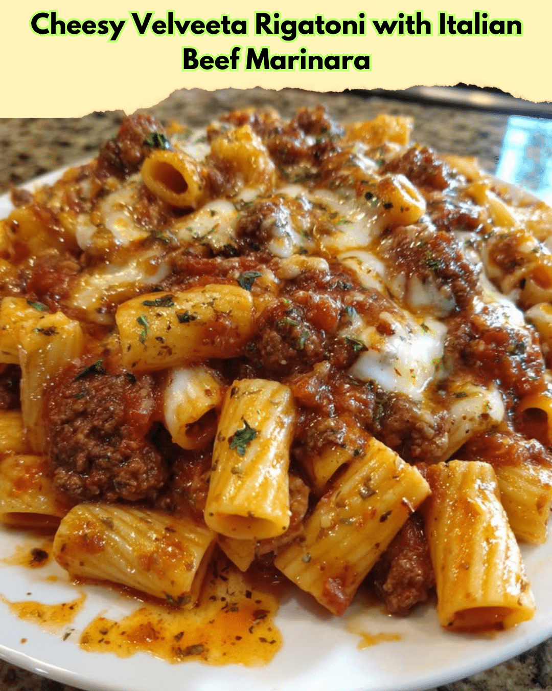 cheesy velveeta rigatoni italian beef