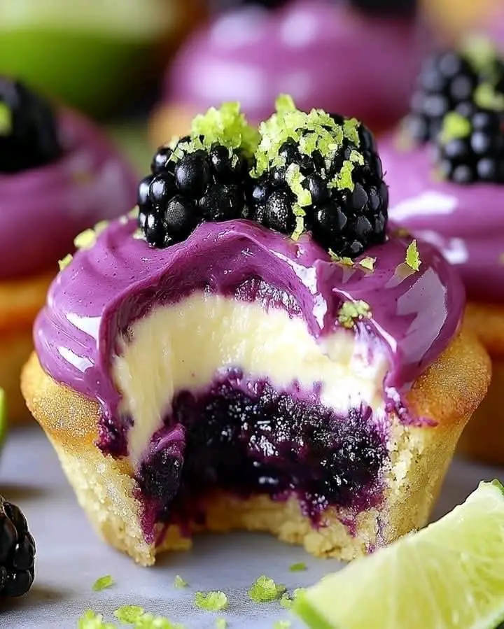 decadent blackberry lime cheesecake cupcakes