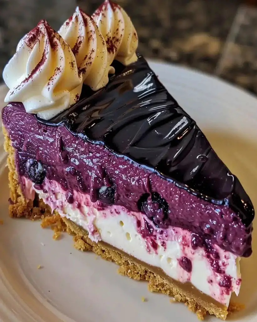 easy blueberry velvet cheesecake